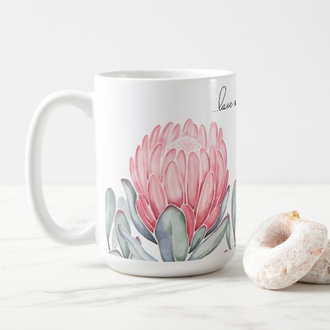 Tasse mit charmanten, delikaten Blume. (Mit Donut)