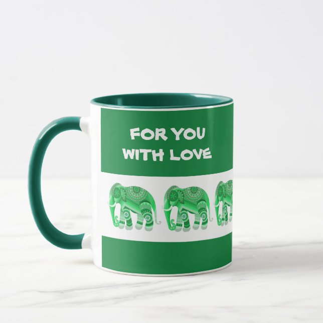 TASSE MIT COOLEN GRÜNEN ELEFANTEN (Links)