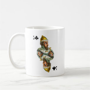 Tasse mit dem Bild des Kartenkönigs des Kreuzes