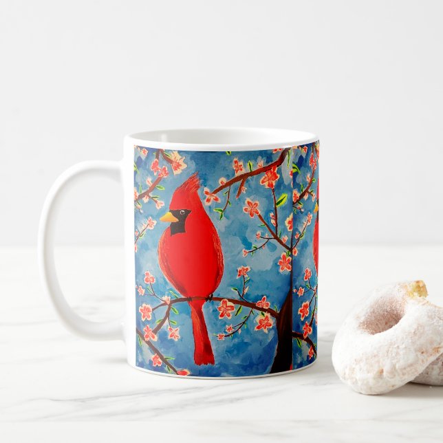 Tasse mit dem Charlie-Kardinal im Frühjahr (Mit Donut)