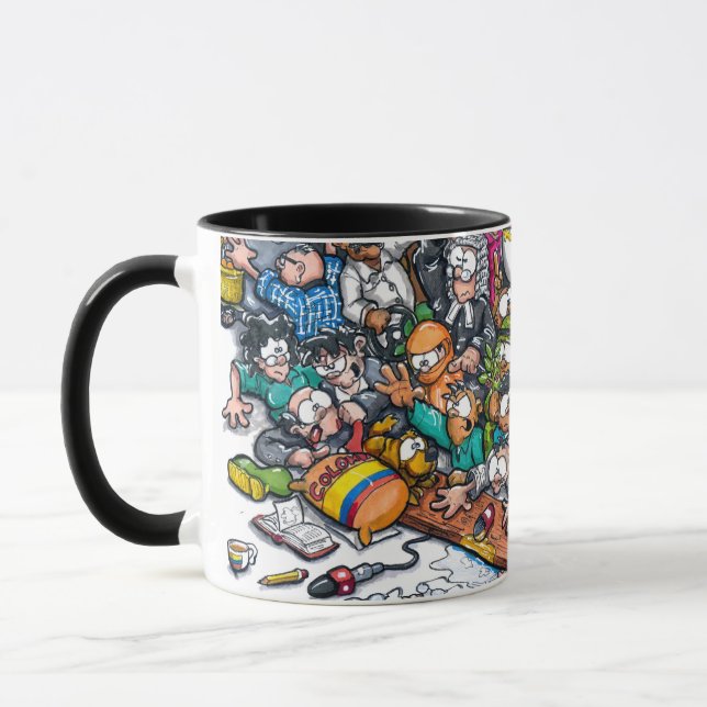 Tasse mit einem Cartoon über Kolombia (Links)