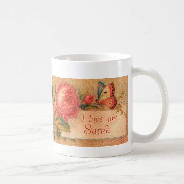 Tasse mit einer Vintagen viktorianischen Rose, (Rechts)