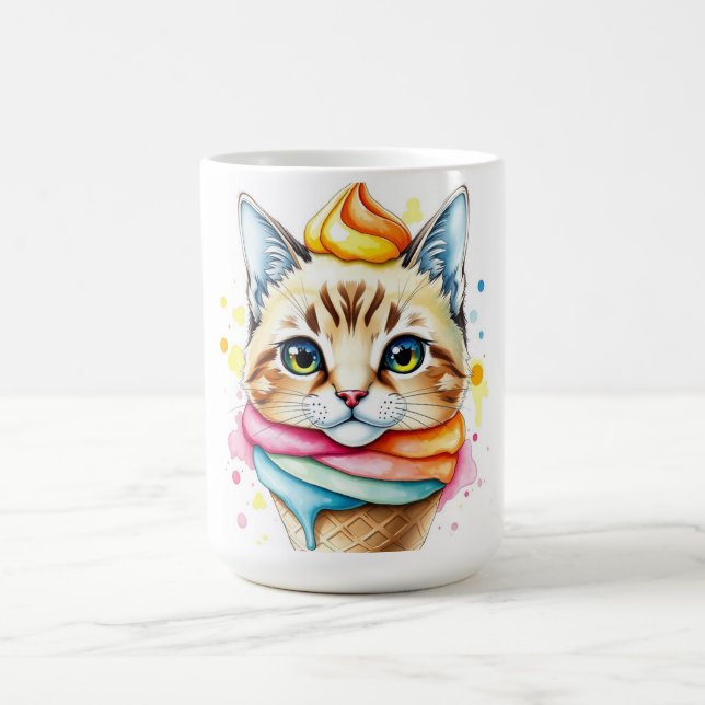 Tasse mit Eiscreme und Katze (Mittel)