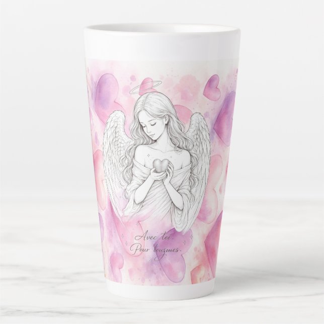 Tasse mit Engel und Herz – Geschenk der ewigen Lie (Vorderseite)