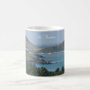Tasse mit Fotografie von St. Thomas, Segelboote.