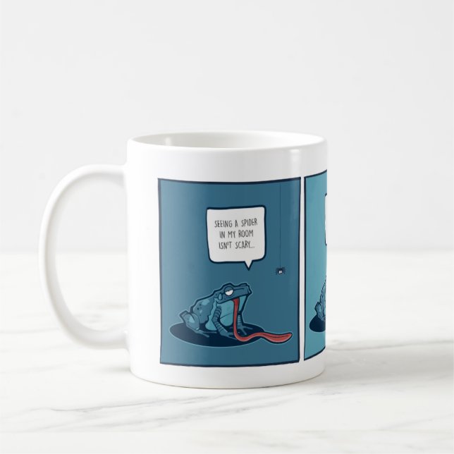 Tasse mit Frosch und Spinnen Comic (Links)