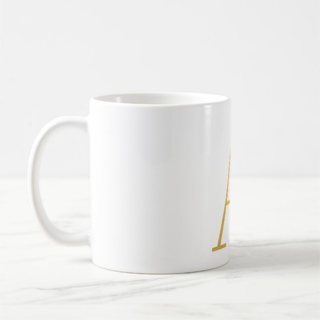 Tasse mit Goldbrief A mit bunten Motiven (Links)