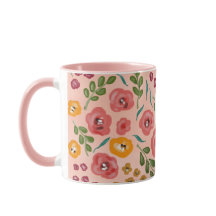 Tasse mit handbemaltem Blütenpinsel