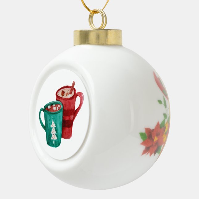 Tasse mit heißer Schokolade Keramik Kugel-Ornament (Rechts)
