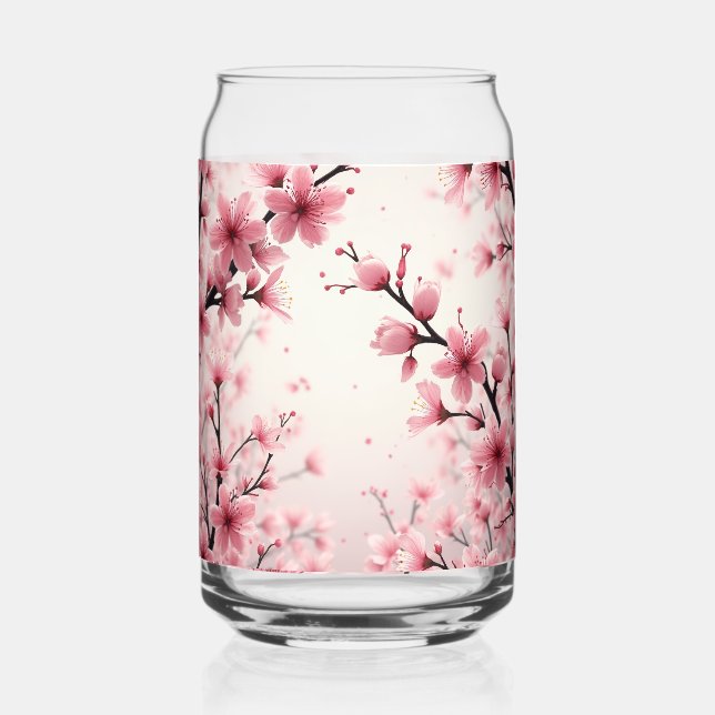 Tasse mit hübschen Kirschblüten Dosenglas (Vorderseite)