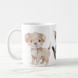 Tasse mit Hund, Katze und Huhn