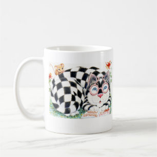 Tasse mit karierter Katze