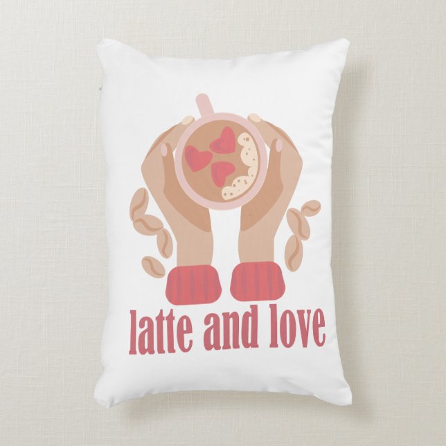 Tasse mit Liebe, Händchen und Kaffee - Angebot Dekokissen (Vorderseite(Vertikal))