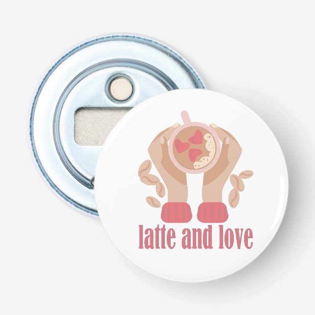 Tasse mit Liebe, Händchen und Kaffee - Angebot Flaschenöffner (Vorderseite)