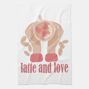 Tasse mit Liebe, Händchen und Kaffee - Angebot Geschirrtuch