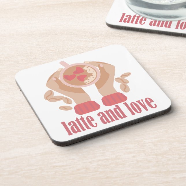Tasse mit Liebe, Händchen und Kaffee - Angebot Getränkeuntersetzer (Linke Seite)