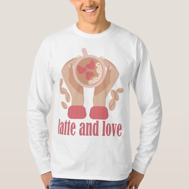Tasse mit Liebe, T - Shirt mit Händen und Kaffee (Vorderseite)