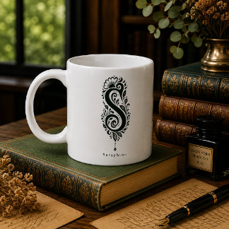 Tasse mit Linolschnitt-Buchstabe S und personalisi