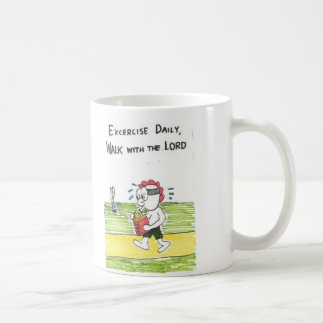Tasse mit lustiger Kirche unterzeichnet,/belebte (Rechts)