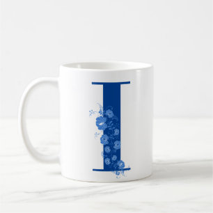 Tasse mit Monogramm Floral Letter I