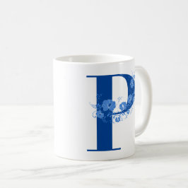 Tasse mit Monogramm Floral Letter P