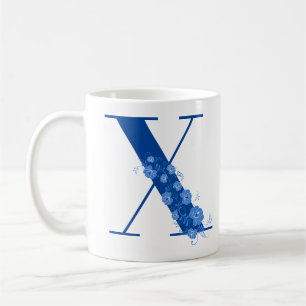Tasse mit Monogramm Floral Letter X