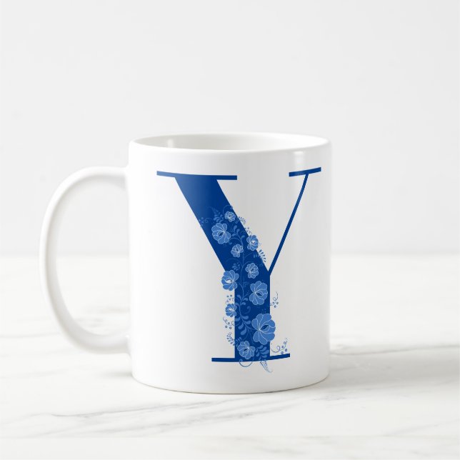 Tasse mit Monogramm Floral Letter Y (Links)