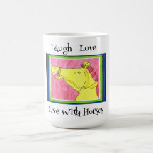 Tasse mit niedlichen Pferdekunst und Vers.