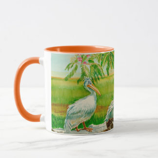 Tasse mit Pelikanen, Vögeln, Zootieren