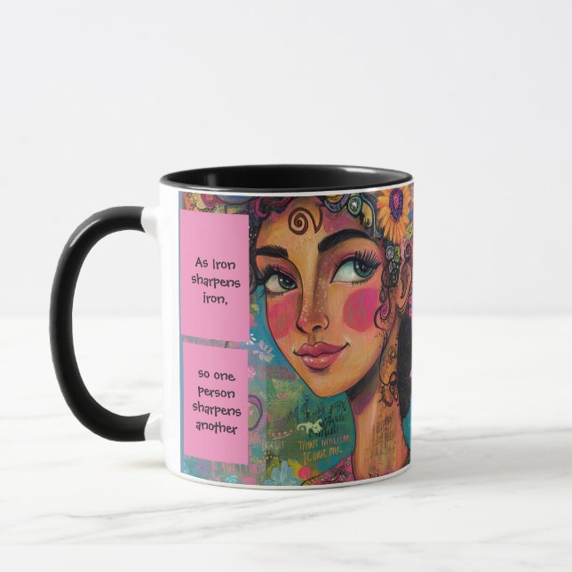 Tasse mit positivem Bibelverse aus den Sprichwörte (Links)