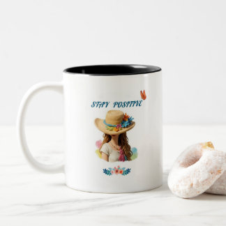 Tasse mit positiven Anführungszeichen bleibe .