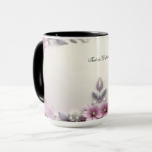 Tasse mit rosa Blumenrahmen
