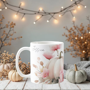 Tasse mit rosa Pumpkins und Blume