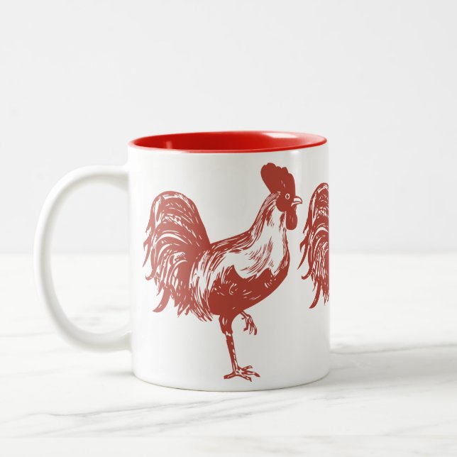 Tasse mit rotem Hahn (Links)