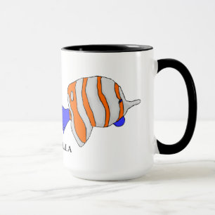 Tasse mit Silber-, Orange- und Blaue Fischen