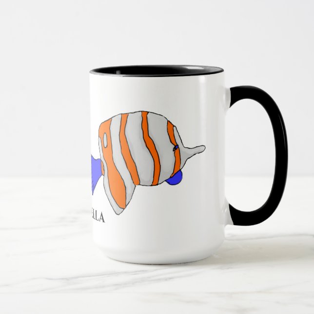 Tasse mit Silber-, Orange- und Blautafeln (Rechts)