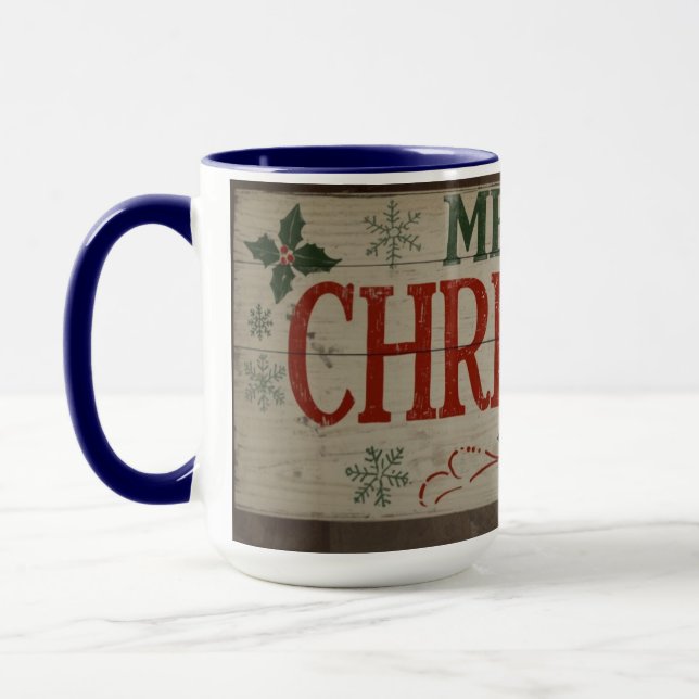 Tasse mit Weihnachtsaufschrift (Links)