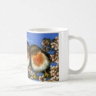 Tasse mit zwei Rotkehlchen durch Tanya-Bindung