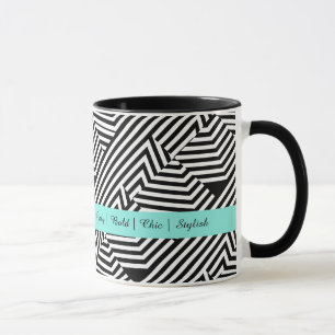 Tasse Mode géométrique noire et blanche à la mode d'Aqua
