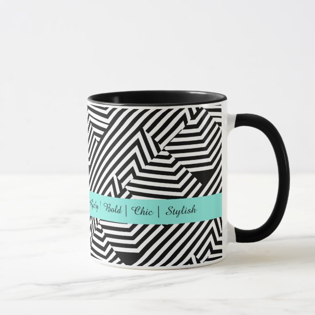 Tasse Mode géométrique noire et blanche à la mode d'Aqua (Droite)
