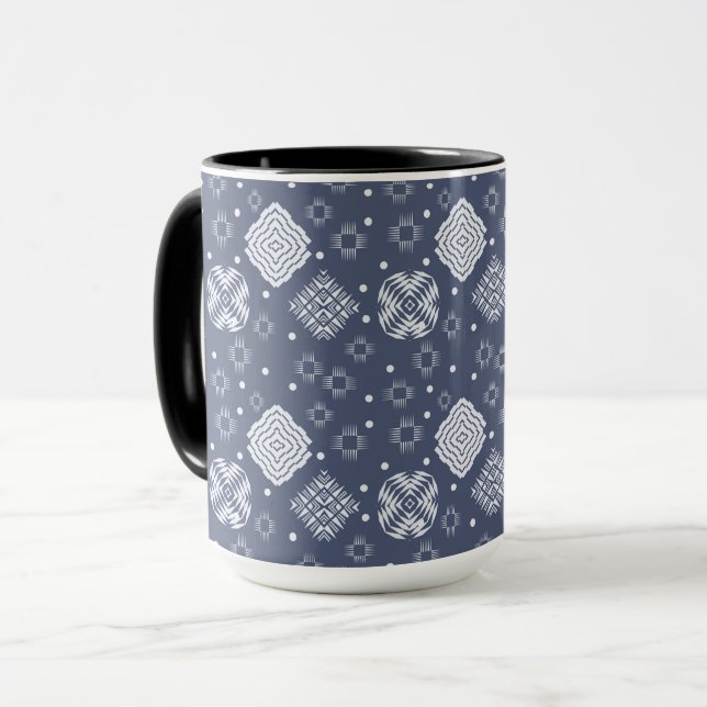 Tasse modèle ethnique de bleu de style de boho (Devant gauche)
