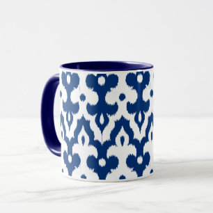 Tasse Modèle marocain Ikat Damask, Cobalt bleu & blanc