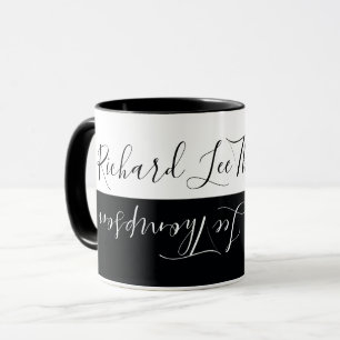 Tasse moderne élégant noir blanc écriture manuscrite