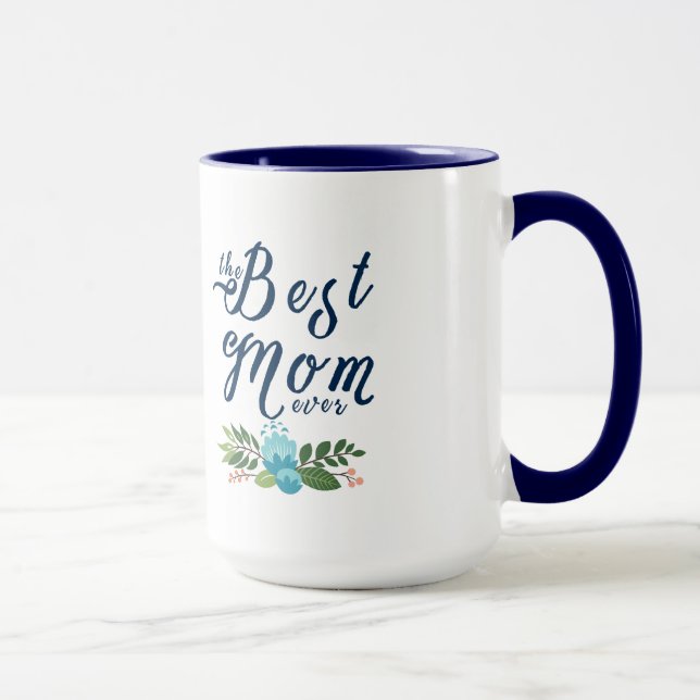 Tasse Moderne La Meilleure Maman Éternelle - Bleu Texte  (Droite)