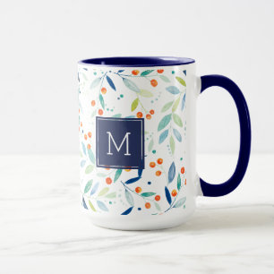 Tasse Moderne Pastel Aquarelles Feuilles & Berries Motif