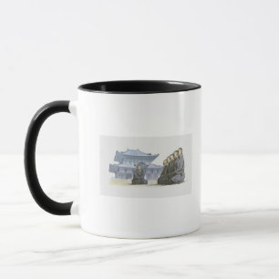 Tasse Moines de bouddhiste zen se mettant à genoux en