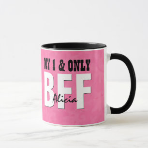 Tasse Mon et seulement nom fait sur commande grunge rose