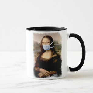 Tasse Mona Lisa avec Masque Da Vinci se Payant la Tête d