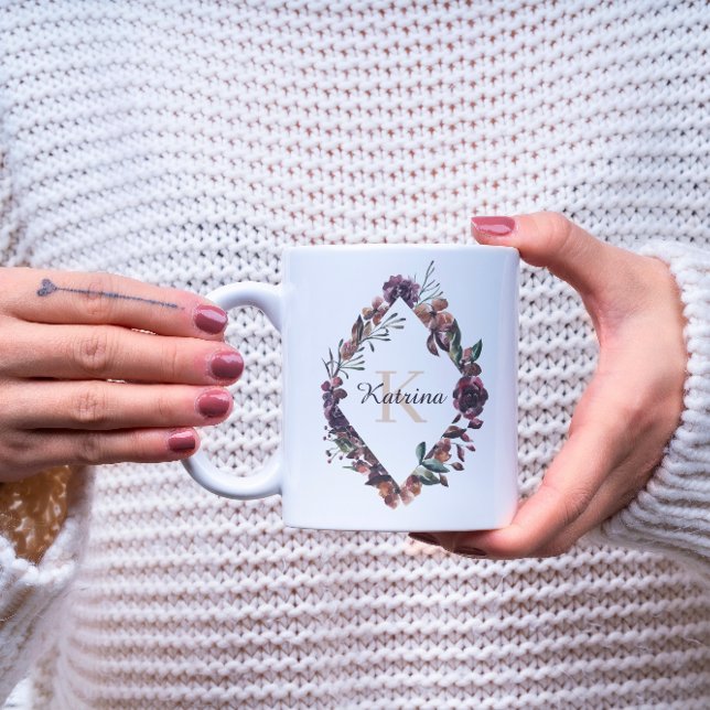 Tasse monogramme à motif floral aquarelle (Créateur téléchargé)