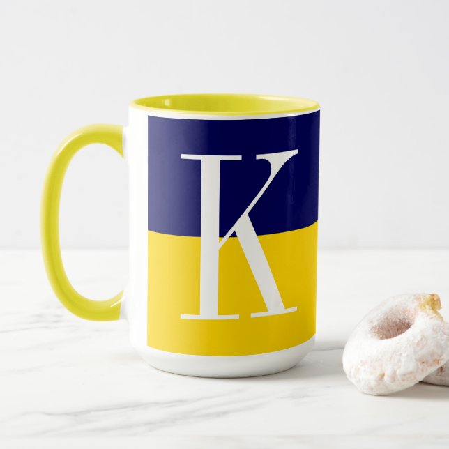 Tasse Monogramme bicolore moderne cool (Avec donut)
